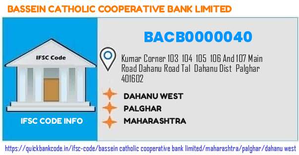 BACB0000040 Bassein Catholic Co-operative Bank. DAHANU WEST