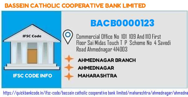 Bassein Catholic Cooperative Bank Ahmednagar Branch BACB0000123 IFSC Code