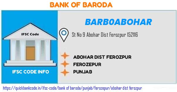 Bank of Baroda Abohar Dist Ferozpur BARB0ABOHAR IFSC Code