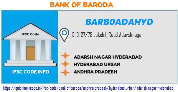 Bank of Baroda Adarsh Nagar Hyderabad BARB0ADAHYD IFSC Code