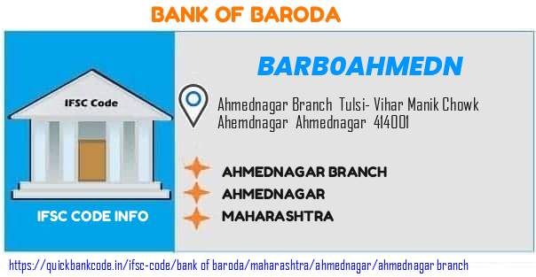 Bank of Baroda Ahmednagar Branch BARB0AHMEDN IFSC Code