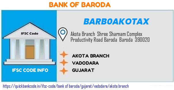 Bank of Baroda Akota Branch BARB0AKOTAX IFSC Code