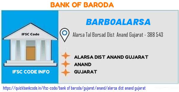 Bank of Baroda Alarsa Dist Anand Gujarat BARB0ALARSA IFSC Code