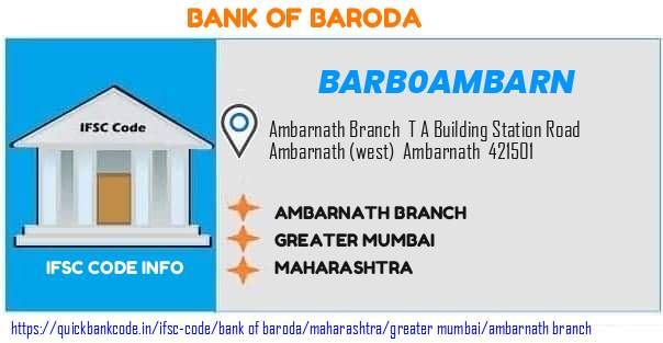 Bank of Baroda Ambarnath Branch BARB0AMBARN IFSC Code