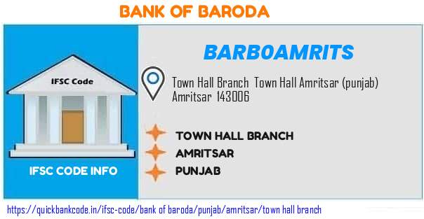 Bank of Baroda Town Hall Branch BARB0AMRITS IFSC Code