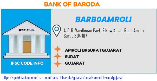 Bank of Baroda Amroli Brsuratgujarat BARB0AMROLI IFSC Code