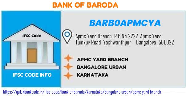 Bank of Baroda Apmc Yard Branch BARB0APMCYA IFSC Code