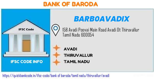 Bank of Baroda Avadi BARB0AVADIX IFSC Code