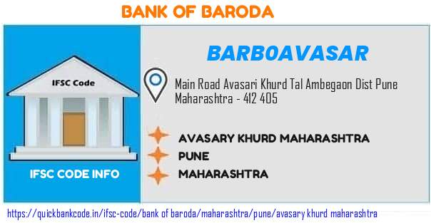 Bank of Baroda Avasary Khurd Maharashtra BARB0AVASAR IFSC Code