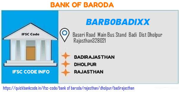 Bank of Baroda Badirajasthan BARB0BADIXX IFSC Code