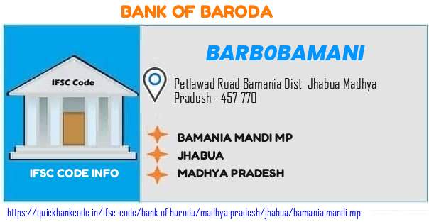 Bank of Baroda Bamania Mandi Mp BARB0BAMANI IFSC Code