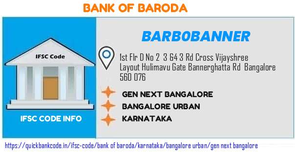 Bank of Baroda Gen Next Bangalore BARB0BANNER IFSC Code