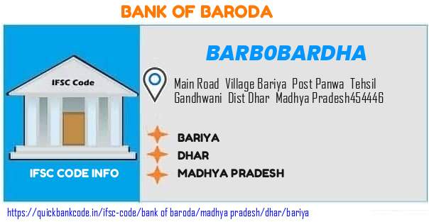 Bank of Baroda Bariya BARB0BARDHA IFSC Code