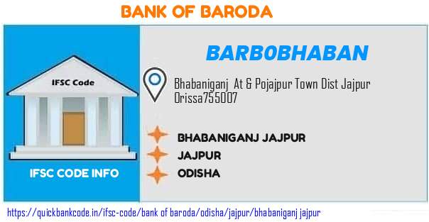 Bank of Baroda Bhabaniganj Jajpur BARB0BHABAN IFSC Code