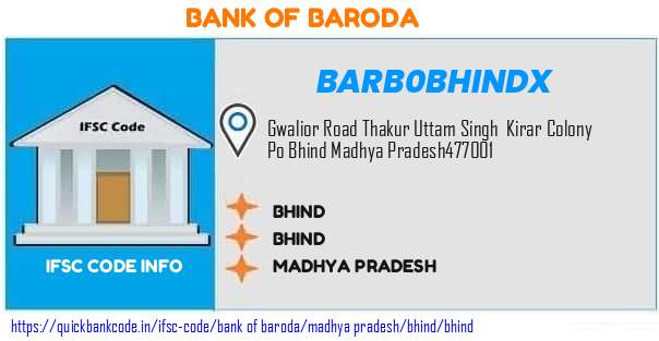 Bank of Baroda Bhind BARB0BHINDX IFSC Code