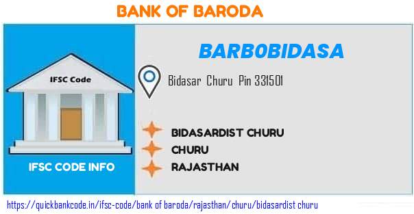 Bank of Baroda Bidasardist Churu BARB0BIDASA IFSC Code