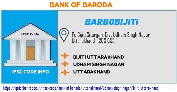 Bank of Baroda Bijiti Uttarakhand BARB0BIJITI IFSC Code