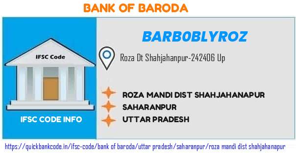 Bank of Baroda Roza Mandi Dist Shahjahanapur BARB0BLYROZ IFSC Code