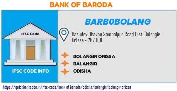 Bank of Baroda Bolangir Orissa BARB0BOLANG IFSC Code