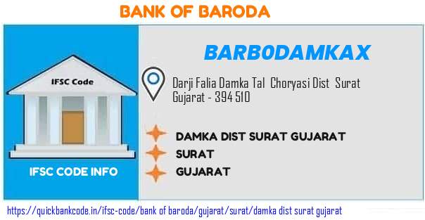 Bank of Baroda Damka Dist Surat Gujarat BARB0DAMKAX IFSC Code
