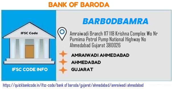Bank of Baroda Amraiwadi Ahmedabad BARB0DBAMRA IFSC Code