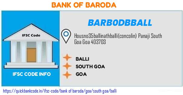 Bank of Baroda Balli BARB0DBBALL IFSC Code