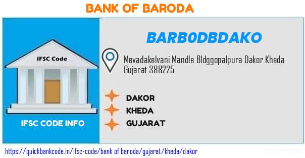 Bank of Baroda Dakor BARB0DBDAKO IFSC Code