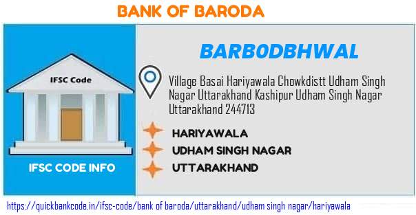 Bank of Baroda Hariyawala BARB0DBHWAL IFSC Code