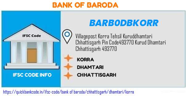 Bank of Baroda Korra BARB0DBKORR IFSC Code