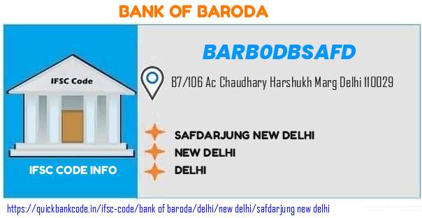 Bank of Baroda Safdarjung New Delhi BARB0DBSAFD IFSC Code