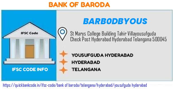 Bank of Baroda Yousufguda Hyderabad BARB0DBYOUS IFSC Code