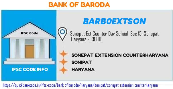 Bank of Baroda Sonepat Extension Counterharyana BARB0EXTSON IFSC Code