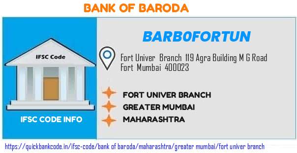 Bank of Baroda Fort Univer Branch BARB0FORTUN IFSC Code