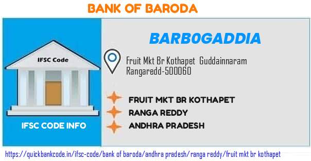 Bank of Baroda Fruit Mkt Br Kothapet BARB0GADDIA IFSC Code