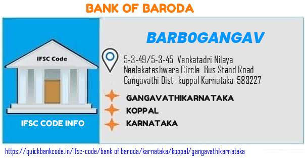 Bank of Baroda Gangavathikarnataka BARB0GANGAV IFSC Code