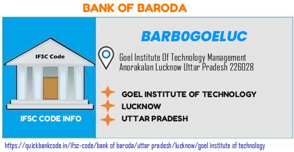 BARB0GOELUC Bank of Baroda. GOEL INSTITUTE OF TECHNOLOGY