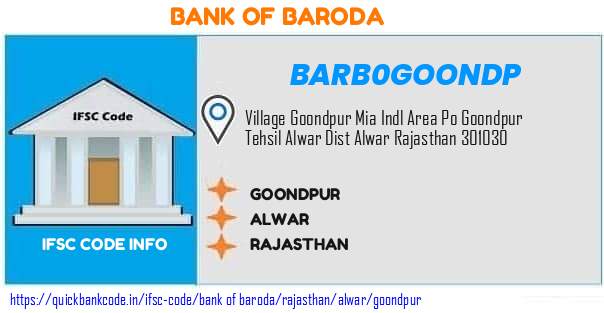 Bank of Baroda Goondpur BARB0GOONDP IFSC Code