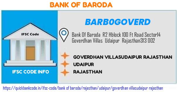 Bank of Baroda Goverdhan Villasudaipur Rajasthan BARB0GOVERD IFSC Code