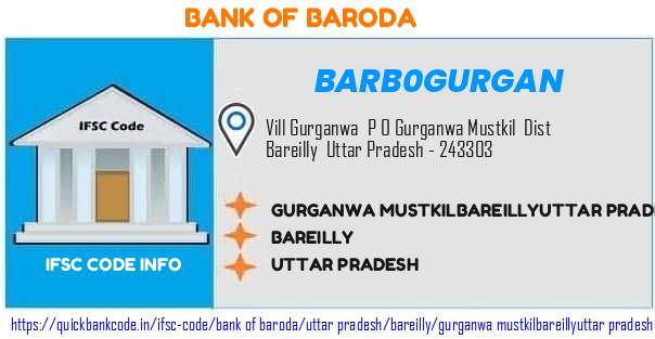 Bank of Baroda Gurganwa Mustkilbareillyuttar Pradesh BARB0GURGAN IFSC Code