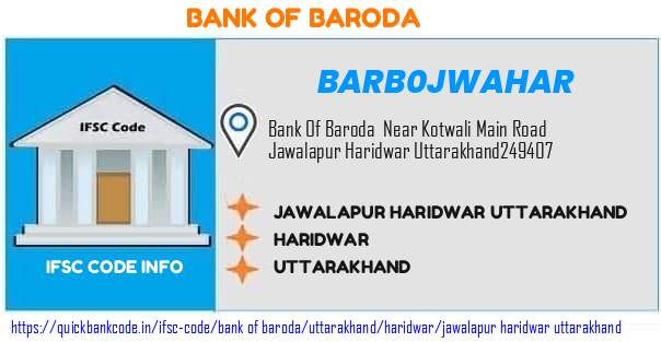 Bank of Baroda Jawalapur Haridwar Uttarakhand BARB0JWAHAR IFSC Code