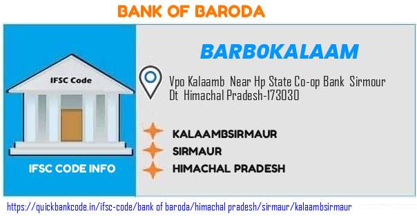 Bank of Baroda Kalaambsirmaur BARB0KALAAM IFSC Code
