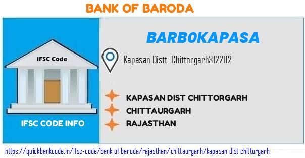Bank of Baroda Kapasan Dist Chittorgarh BARB0KAPASA IFSC Code