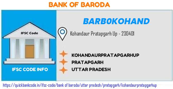 Bank of Baroda Kohandaurpratapgarhup BARB0KOHAND IFSC Code