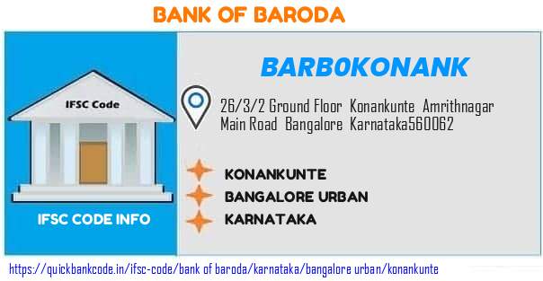 Bank of Baroda Konankunte BARB0KONANK IFSC Code