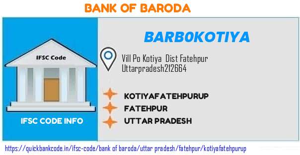 Bank of Baroda Kotiyafatehpurup BARB0KOTIYA IFSC Code