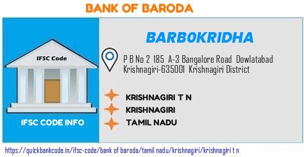 Bank of Baroda Krishnagiri T N  BARB0KRIDHA IFSC Code