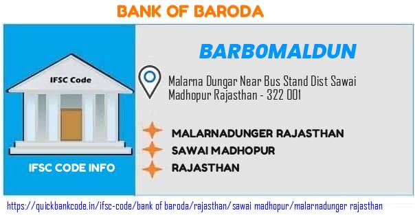 Bank of Baroda Malarnadunger Rajasthan BARB0MALDUN IFSC Code