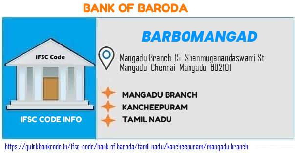 Bank of Baroda Mangadu Branch BARB0MANGAD IFSC Code
