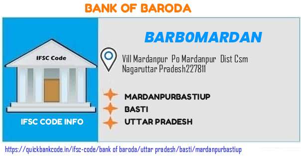 Bank of Baroda Mardanpurbastiup BARB0MARDAN IFSC Code