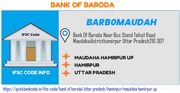 Bank of Baroda Maudaha Hamirpur Up BARB0MAUDAH IFSC Code
